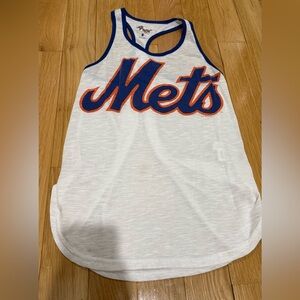 Women's White and Blue Mets Tank Top